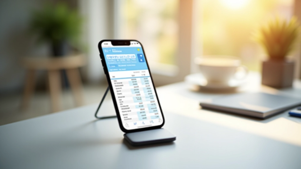 Mobilni telefon s otvorenom aplikacijom za praćenje investicija na stolu